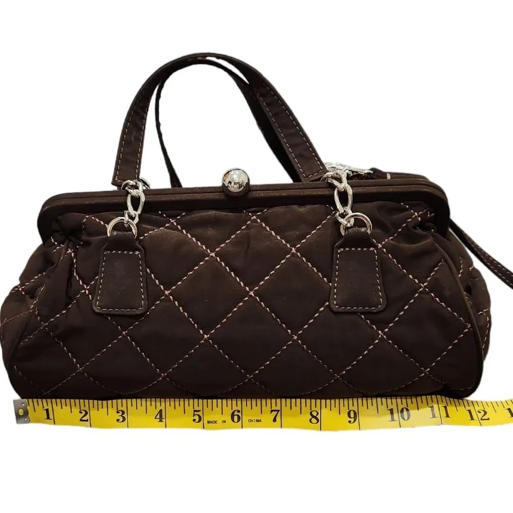 Vera Bradley Brown Quilted Floral Lining  Handbag Purse With Match Wristlet